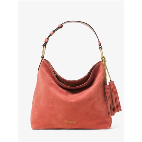 michael kors hot pink shoulder bag|Michael Kors suede shoulder bag.